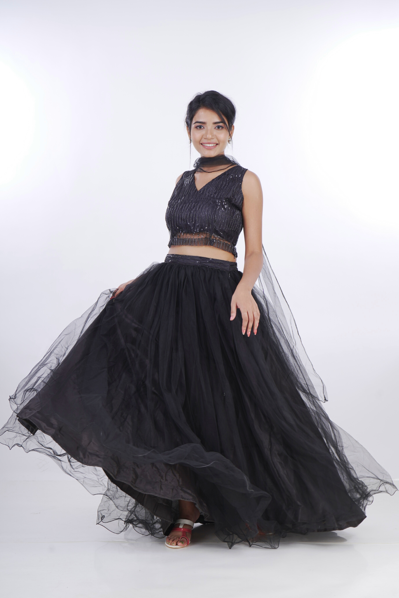 Crop top with outlet skirt and dupatta