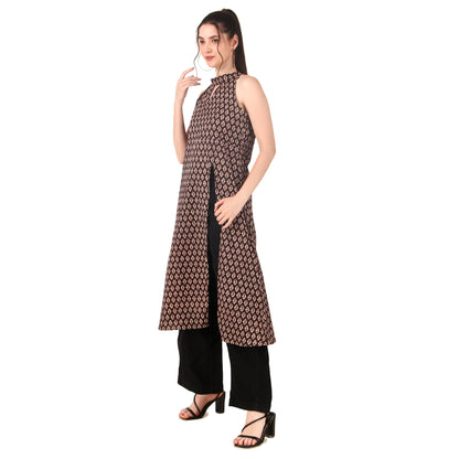 Magnetism halter neck Ikkat Kurti for Women