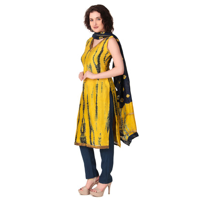 Magnetism yellow chanderi Silk Suit Set with Pant and dupptta for Women