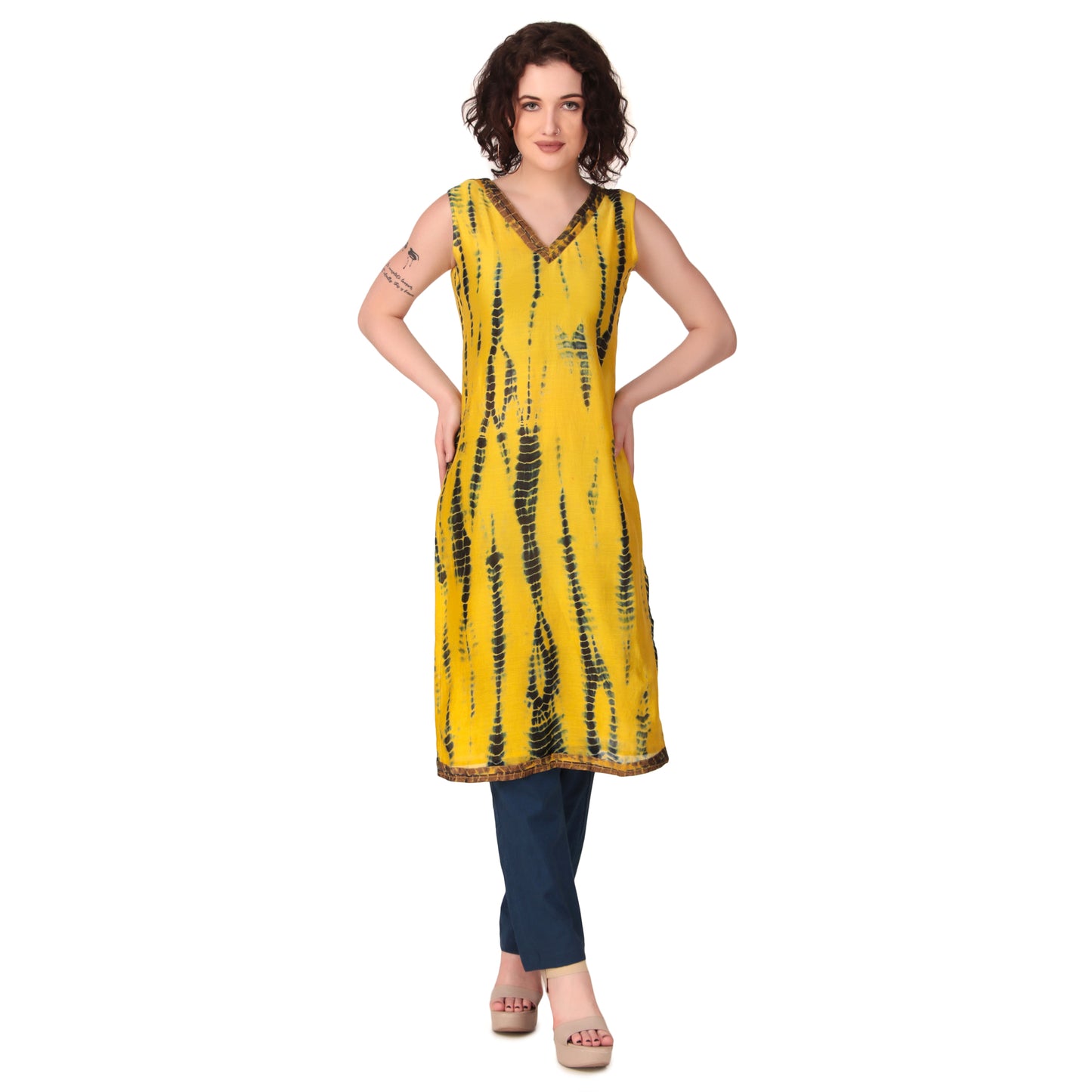 Magnetism yellow chanderi Silk Suit Set with Pant and dupptta for Women