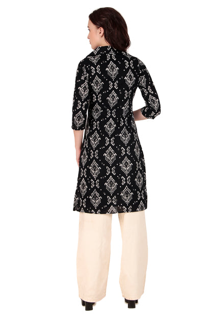 Magnetism Ikat Black Kurti for Women Cutomized