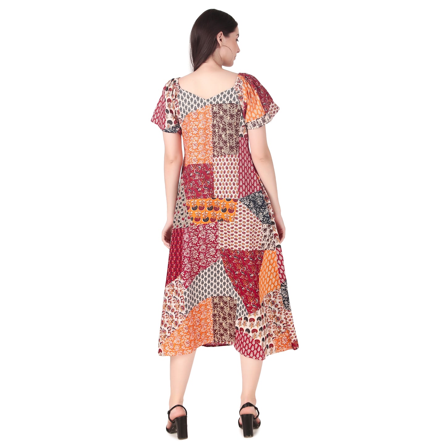 Magnetism printed patch work  Dress for Women