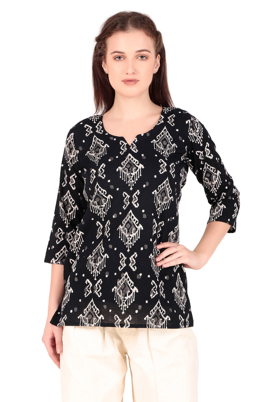 Magnetism Ikat Short Kurti for Women