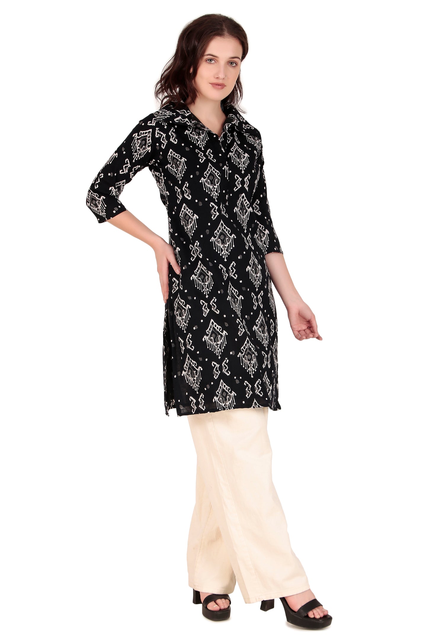 Magnetism Ikat Black Kurti for Women Cutomized